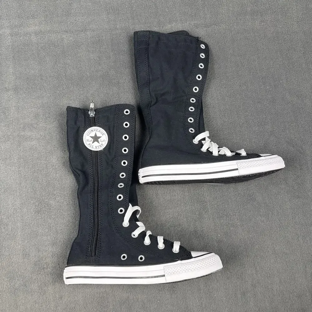 Converse Youth Size 1 Chuck Taylor All Star XX-Hi Sneaker Shoes Black White NEW